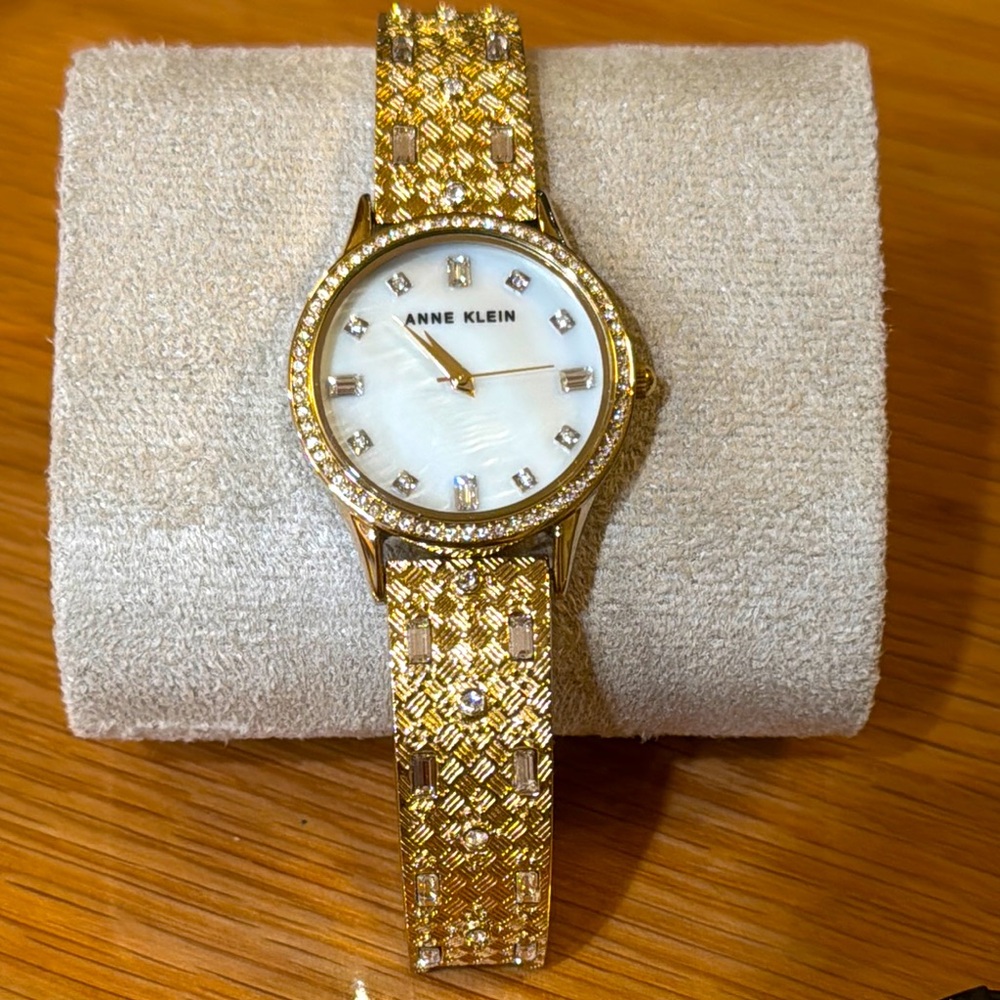 Anne Klein Gold Crystal Embellished Watch
